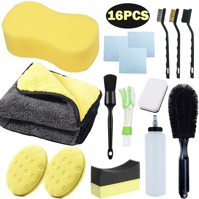 NGHEY 1 PC Portable Car Brush, Car Cleaning Brush, Soft Detailing Brush,  Seal Design with Cover, Car Cleaning Accessories (Yellow #1201)