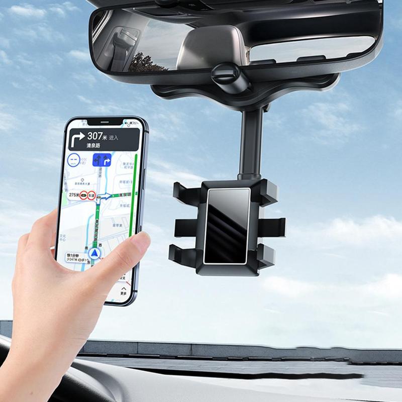 Rearview Mirror Phone Holder For Car Rotatable And Retractable